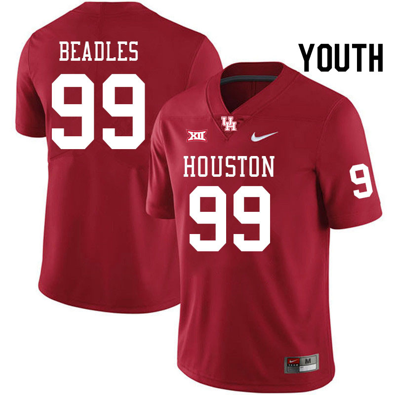 Youth #99 Justin Beadles Houston Cougars Big 12 XII College Football Jerseys Stitched-Red - Click Image to Close
